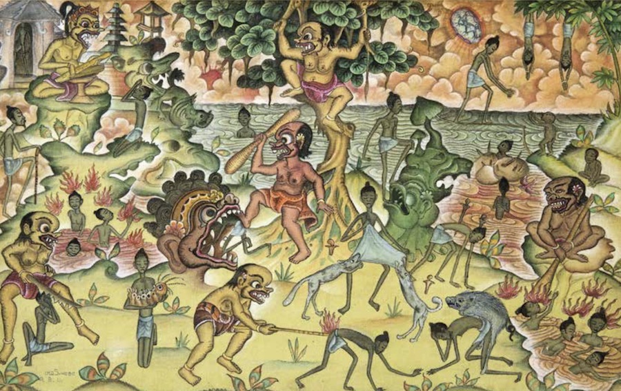 Painting of the Balinese purgatory by Ketut Suweca (1975) Owner Jean Couteau