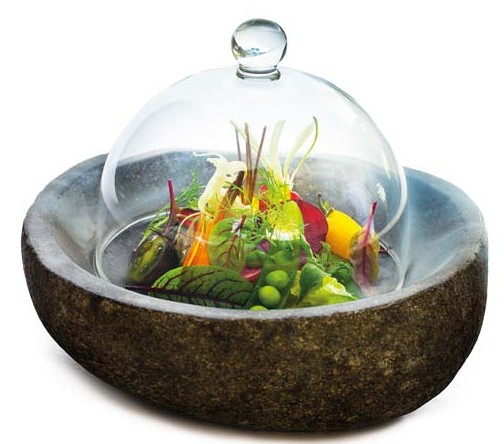 Kubu Restaurant Menu3-The smoke garden, artichoke, fennel, Taggiasca olive, mozzarella cream-2