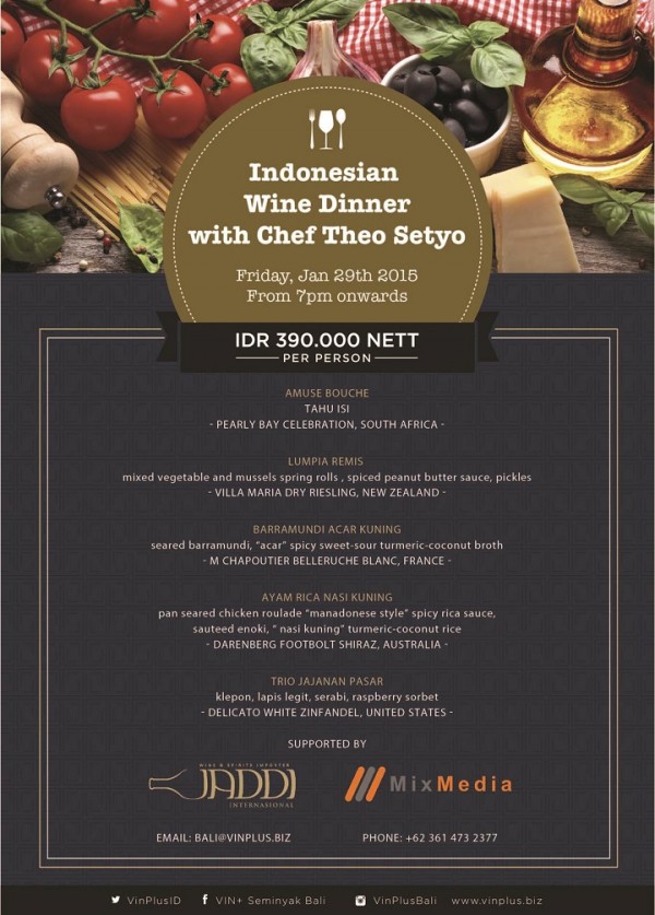 Indonesian Wine Dinner at Vin+ NOW! Bali