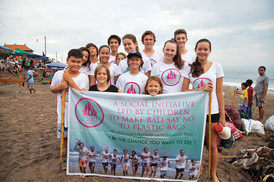 All Kids Holding Banner After Clean up