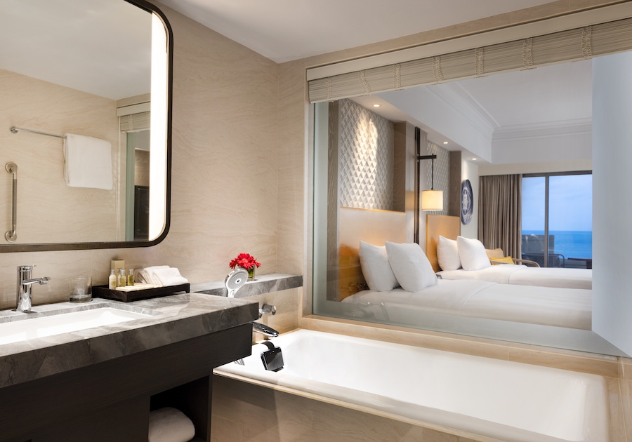 Hilton Bali Resort Bathroom of newly refurbished Cliff Tower rooms