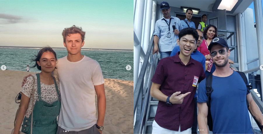 Tom Holland and Chris Hemsworth in Bali 2019