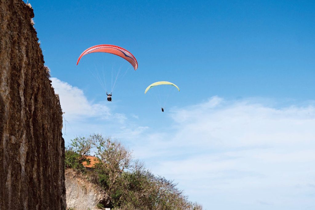 Paraglide From Cliff Above Gunung Payung