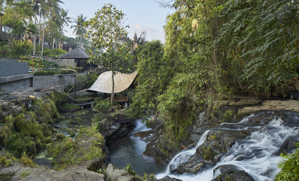 Nirjhara Resort Bali - The Yoga Shala with Waterfall View