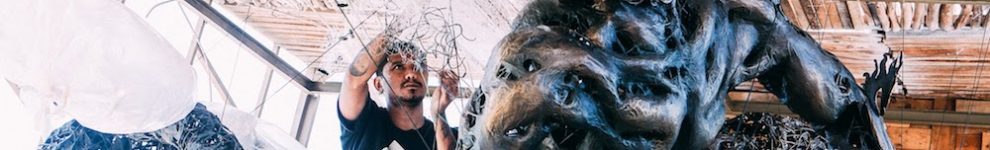 Marmar Herayukti adding finishing details to 'Waruna' Image courtesy of Wishingwell