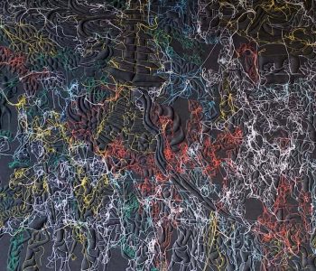 Universe 2021 Made Valasara. Handstitched stuffed canvas. 125 x 120 cm