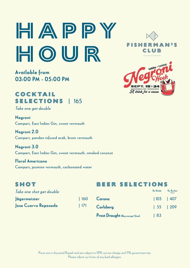 Happy Hour Negroni Week at Fisherman's Club