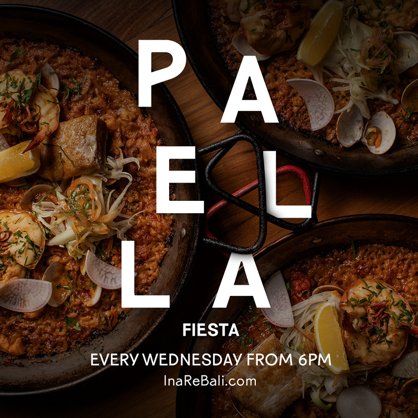 Mediterranean flavours flourish in ambiance at Ina Ré, nestled in Desa Kitsuné, Canggu, Bali. Celebrate one of their signature dishes at the Paella Fiesta evening, held every Wednesday from 6 PM.