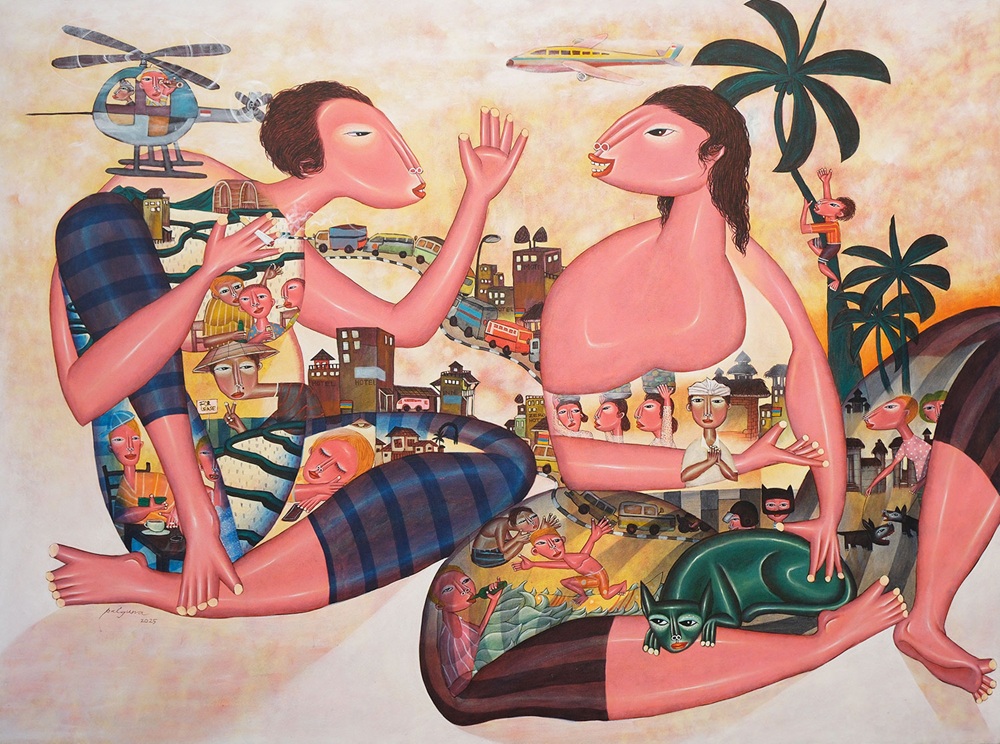 UAG - I MADE ARYA PALGUNA_Si Buta dan Si Tuli, 2025, 200 x 5 x 150 cm, Acrylic diatas kanvas