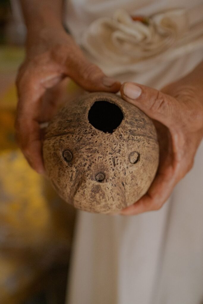 A rare three-eyed coconut shell which, according to Gusti Nyoman Darta’s beliefs, possesses the power to aid in the healing of those who seek his help.