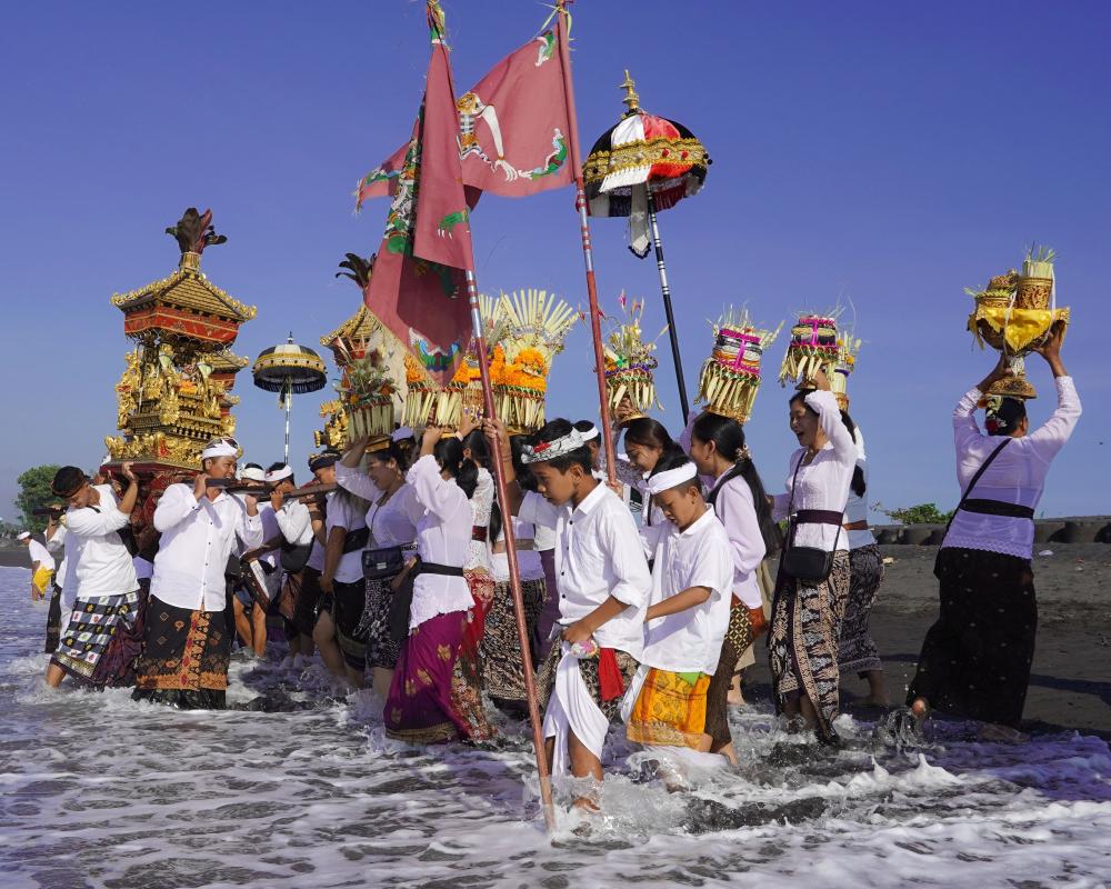 The Melasti procession welcoming the Balinese New Year.