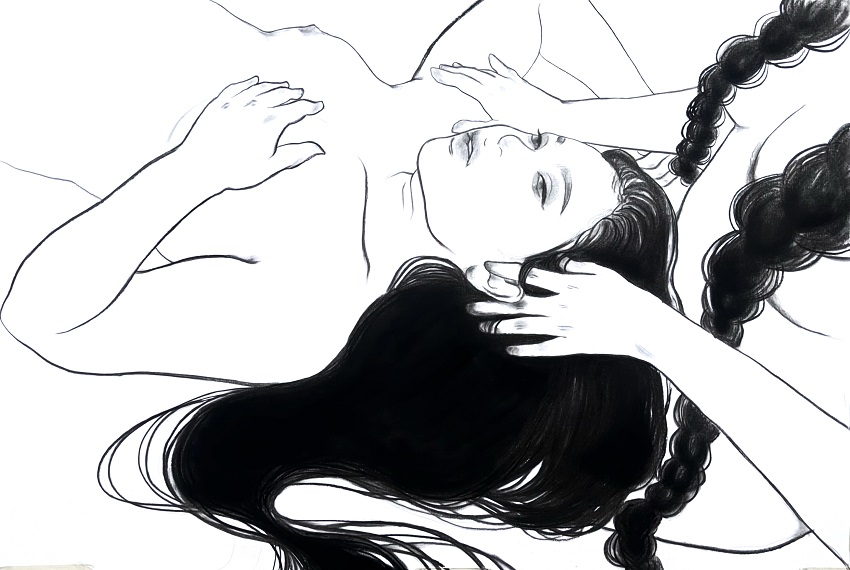 'Biar Jatuh, Biar, Dia Utuh' 2026, Dayu Sartika, Charcoal on Paper, 85x65 cm. Image courtesy Dayu Sartika.