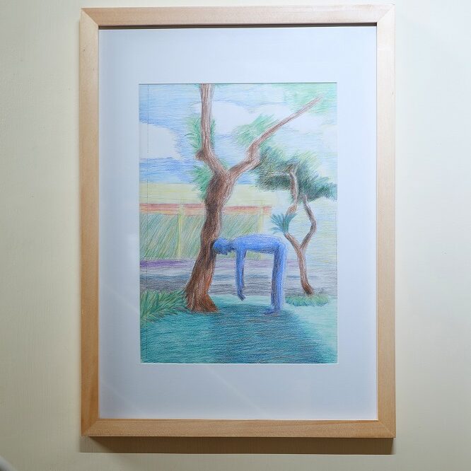 Drawing on paper by Oshi Naryose exhibited in Derau dan Kemarau