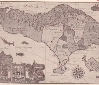 map beautifully depicts Bali’s kingdoms and geography