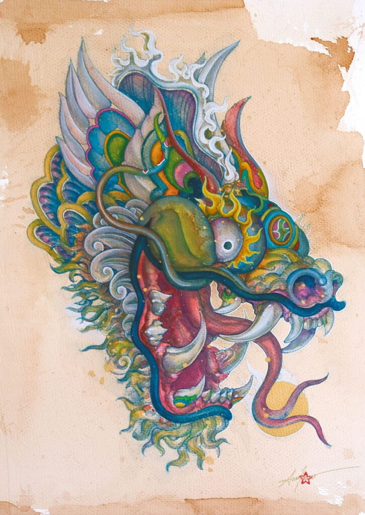 KepalaNaga 2026 Gede Austana. Watercolour tea on paper